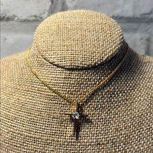 Elegant Goldtone tiny delicate Cross Necklace